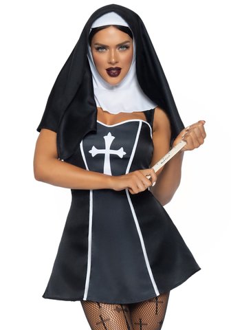 Костюм черниці Leg Avenue Naughty Nun S, сукня, головний убір SO8550 фото